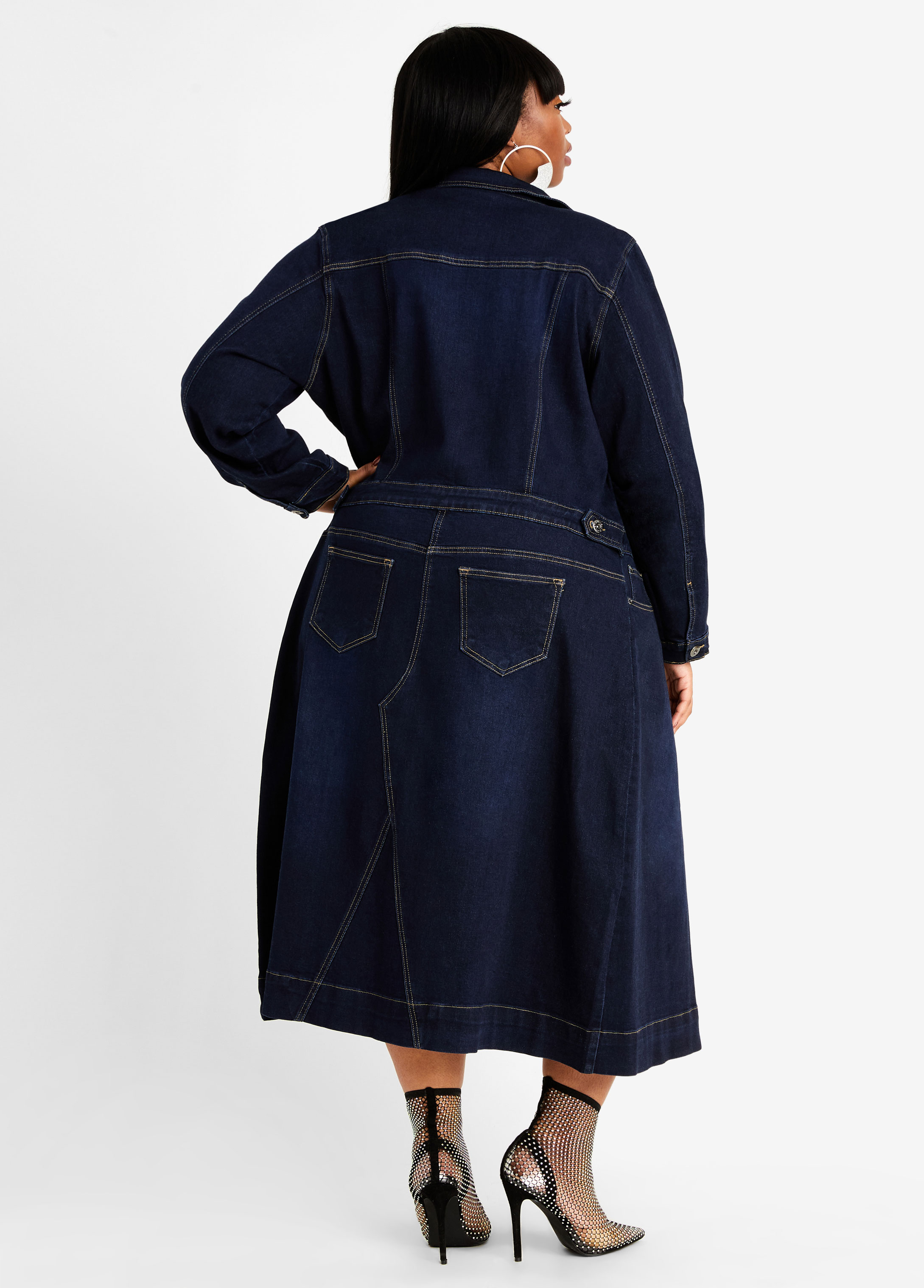 Plus size denim duster jacket sale